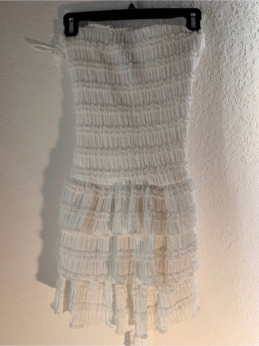 one clothing White Smocked Tiered Strapless Dress